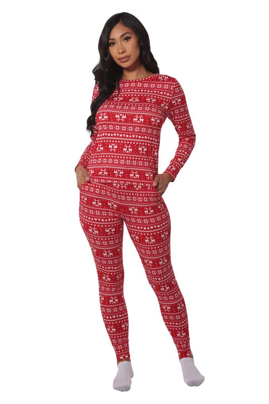 Holiday Print Pajamas Jogger Set